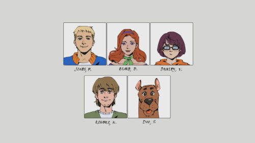 Minimalist Scooby-Doo Gang Character Portrait Illustration Desktop Wallpaper