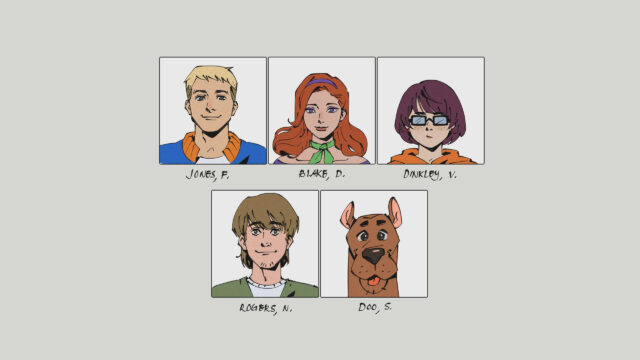 Minimalist Scooby-Doo Gang Character Portrait Illustration Desktop Wallpaper