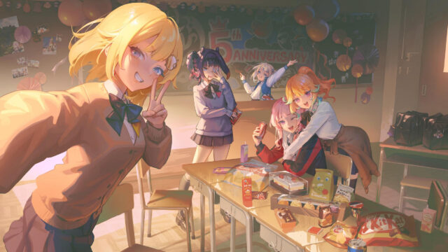 Hololive English Fifth Anniversary School Party Anime Desktop Wallpaper 4K