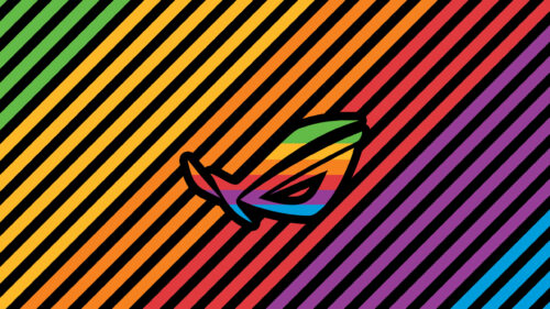 Republic of Gamers Logo with Vibrant Rainbow Diagonal Stripes Desktop Wallpaper