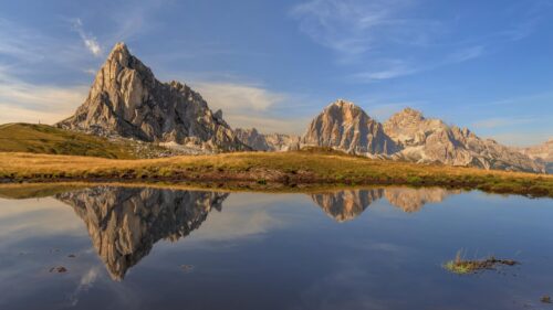 Breathtaking Dolomite Mountains Reflection 4K Desktop Wallpaper