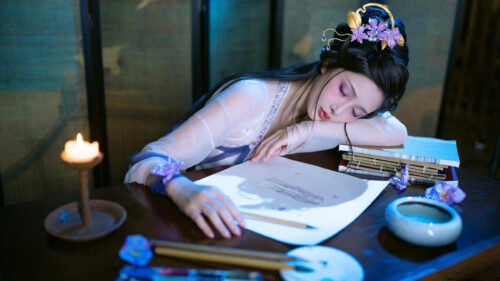 Stunning Chinese Traditional Fantasy Art of a Sleeping Scholar 4K Wallpaper