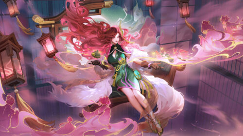 Elegant Anime Girl in Traditional Chinese Attire Fantasy Art 4K Desktop Wallpaper