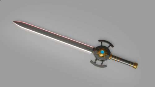 Minimalist Futuristic Sci-Fi Sword with Glowing Red Edge 4K PC Wallpaper