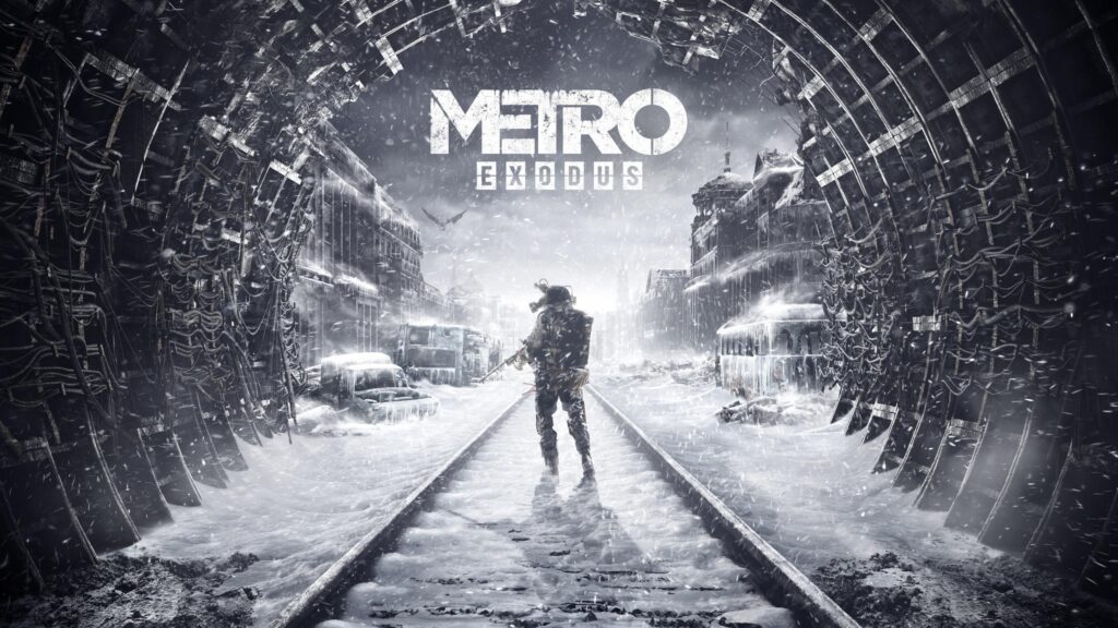 Metro Exodus Soldier Walking on Snowy Railway Tracks 4K Desktop Wallpaper