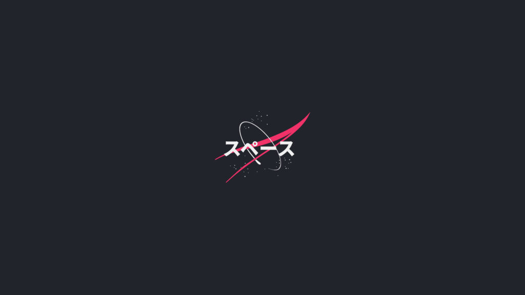 Minimalist NASA-Inspired Space Logo with Japanese Text PC Wallpaper