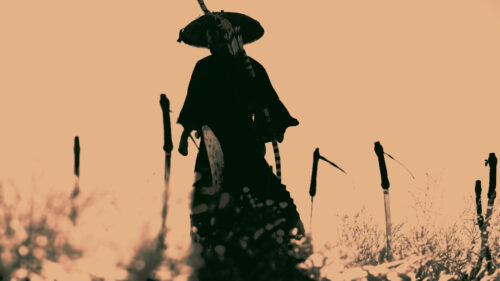 Stunning Samurai Silhouette Minimalist 4K Desktop Wallpaper
