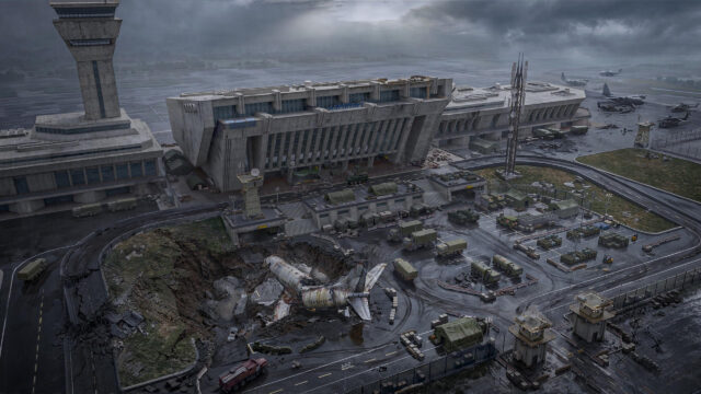 Post-Apocalyptic Airport Military Base Ruins 4K PC Desktop Wallpaper