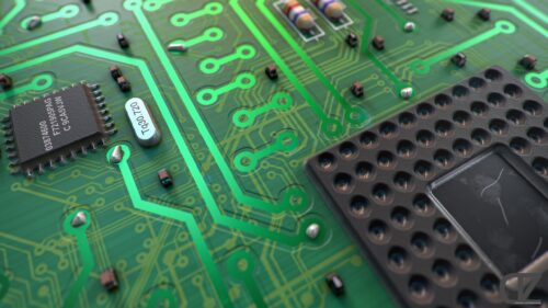 Macro View of Computer Circuit Board Hardware 4K Wallpaper