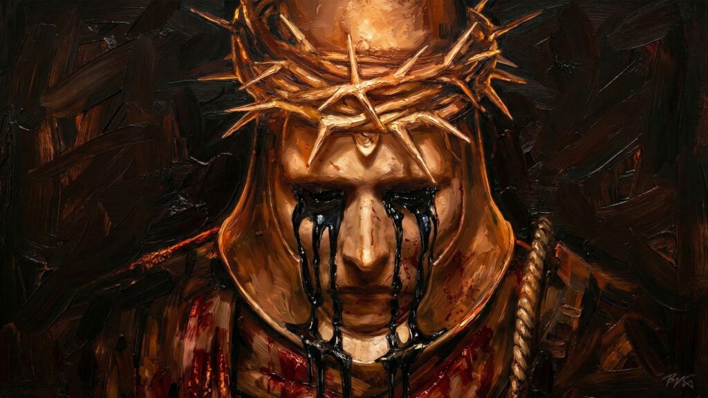 Dramatic Oil Painting of Jesus Christ with Crown of Thorns 4K Desktop Wallpaper