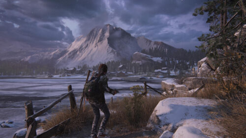 Ellie from The Last of Us Part II Snow Covered Mountain Landscape PC Wallpaper