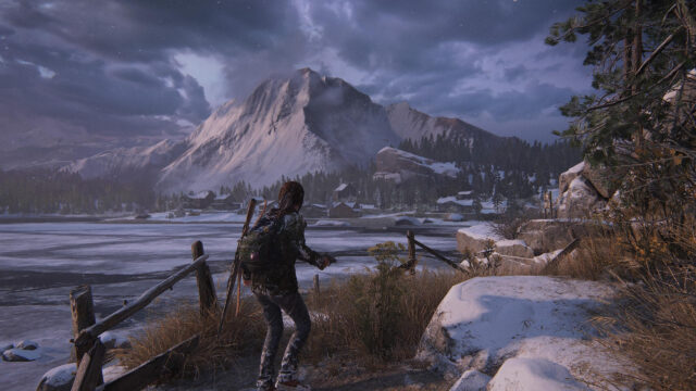 Ellie from The Last of Us Part II Snow Covered Mountain Landscape PC Wallpaper
