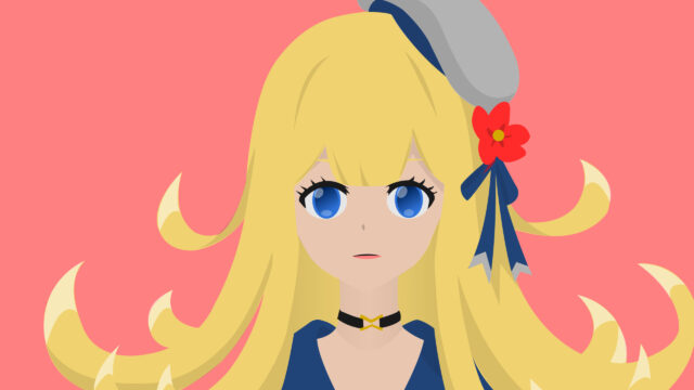 Minimalist Anime Girl with Blonde Hair and Blue Eyes Desktop Wallpaper
