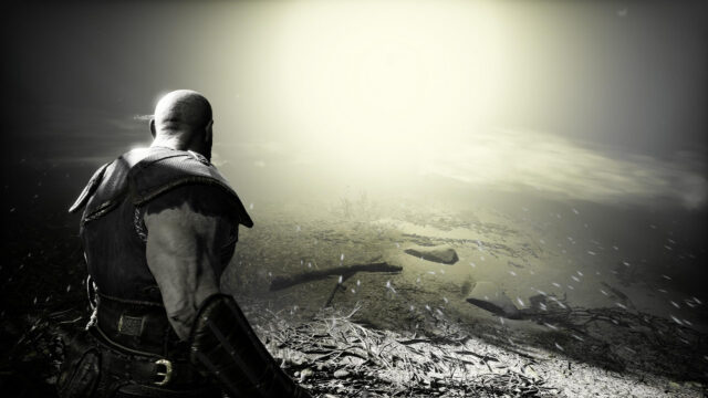 Kratos Overlooking a Bleak Nordic Landscape God of War 4K Wallpaper