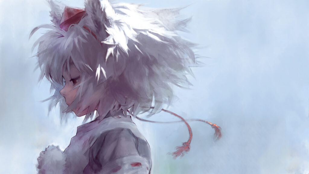 Stunning Anime Girl with White Hair Artistic Portrait Desktop Wallpaper