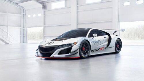 Acura NSX GT3 Racing Car in White Garage Studio 4K Wallpaper