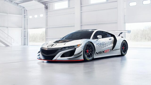 Acura NSX GT3 Racing Car in White Garage Studio 4K Wallpaper