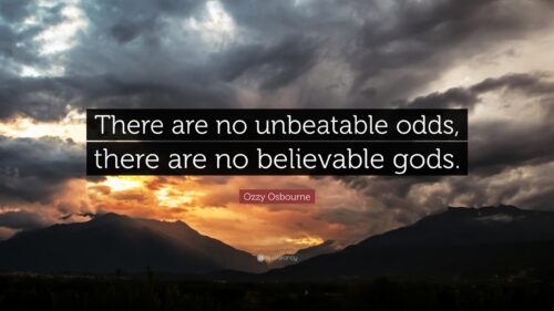 Dramatic Sunset Mountain Landscape with Ozzy Osbourne Quote Desktop Wallpaper