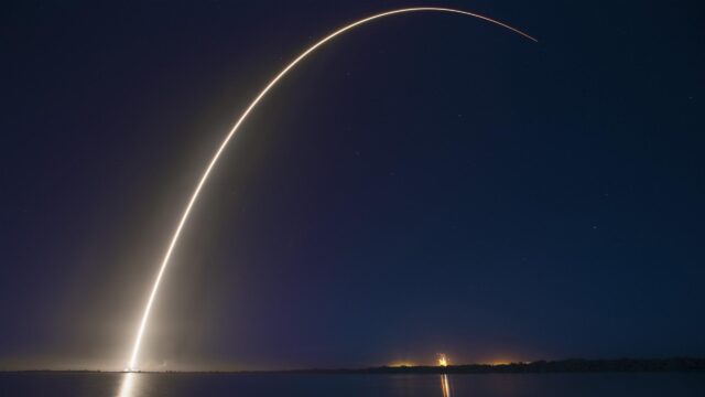 Stunning Rocket Launch Streak at Night Sky 4K Desktop Wallpaper