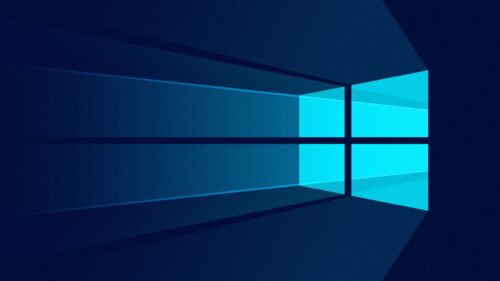 Minimalist Windows 10 Blue Geometric Abstract 4K Desktop Wallpaper