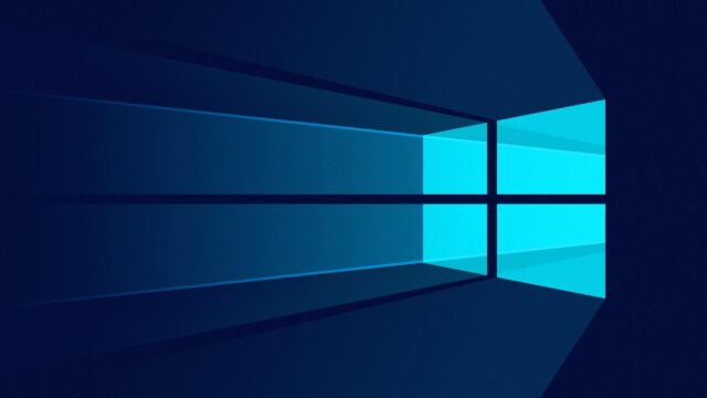 Minimalist Windows 10 Blue Geometric Abstract 4K Desktop Wallpaper