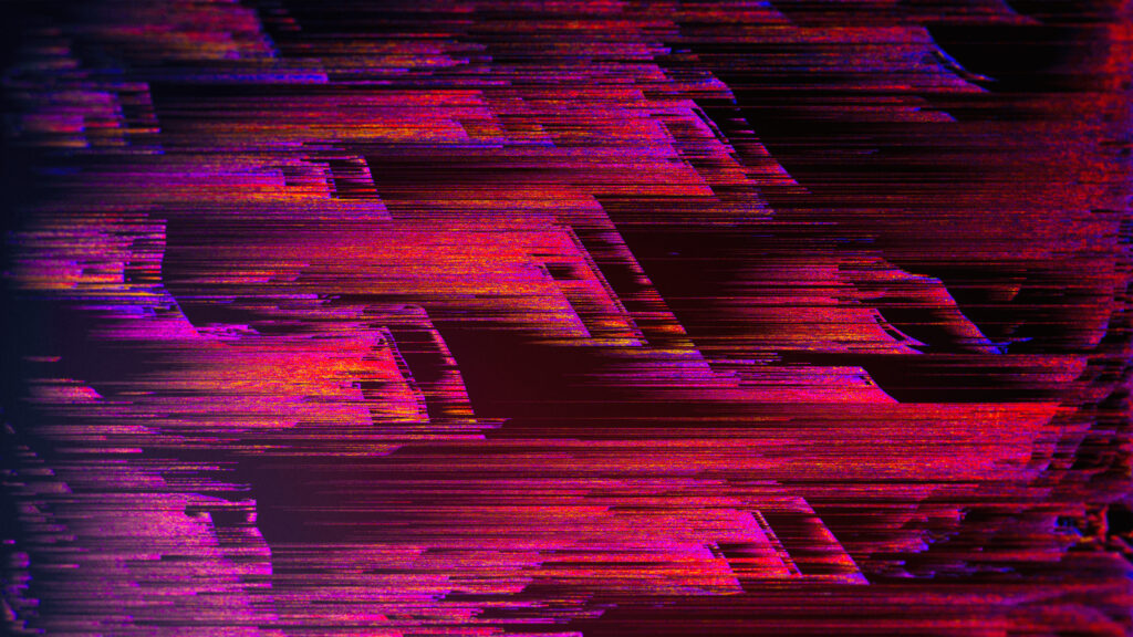 Abstract Neon Glitch Digital Art in Vibrant Magenta and Purple 4K Wallpaper