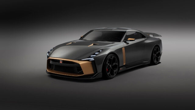 Nissan GT-R50 by Italdesign Grey and Gold Luxury Sports Car 4K Desktop Wallpaper