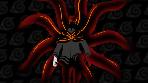 Naruto Uzumaki Nine Tails Chakra Mode Minimalist Dark 4K Desktop Wallpaper