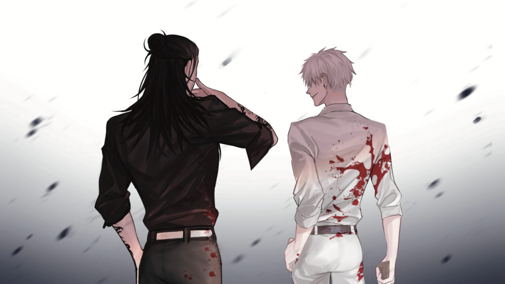 Gojo Satoru and Geto Suguru Anime Battle Aesthetic 4K Desktop Wallpaper