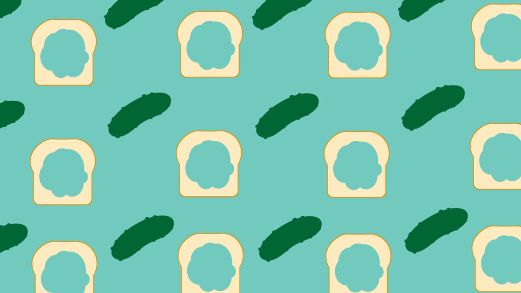 Cute Minimalist Bread and Pickle Pattern Desktop Wallpaper