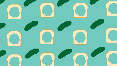 Cute Minimalist Bread and Pickle Pattern Desktop Wallpaper