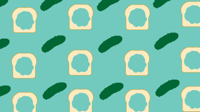 Cute Minimalist Bread and Pickle Pattern Desktop Wallpaper