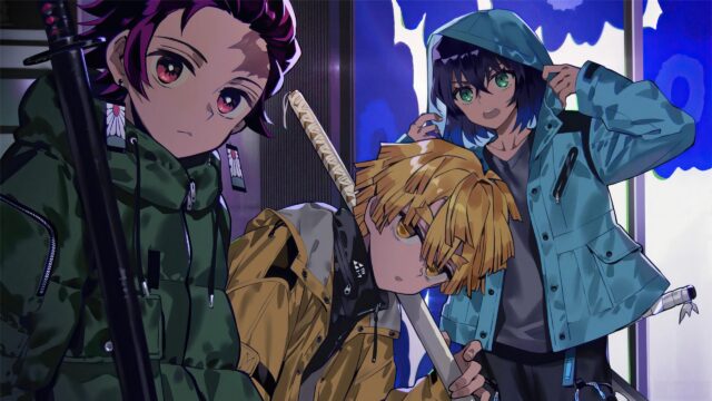 Demon Slayer Trio Tanjiro Zenitsu and Inosuke Urban Streetwear 4K Desktop Wallpaper
