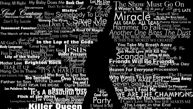 Queen Discography Typography Art Text Collage Desktop Wallpaper