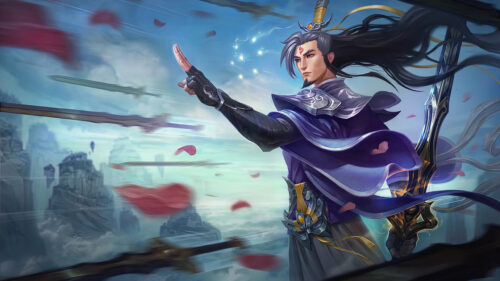 Fantasy Swordsman Master Manipulating Blades 4K Desktop Wallpaper