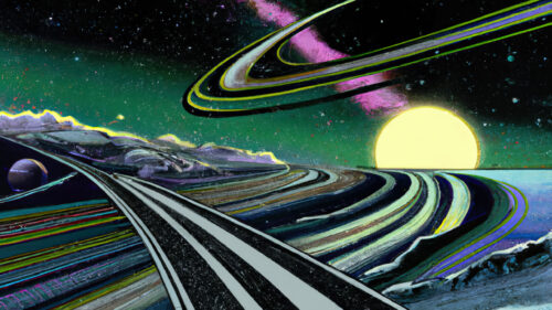 Abstract Cosmic Highway Road Leading to a Glowing Yellow Sun 4K Wallpaper