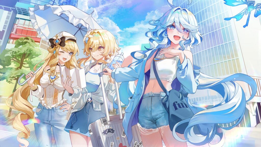 Anime Girls Summer Vacation Travel Trip 4K Desktop Wallpaper
