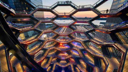 Stunning Architectural Geometry of The Vessel at Hudson Yards NYC Desktop Wallpaper