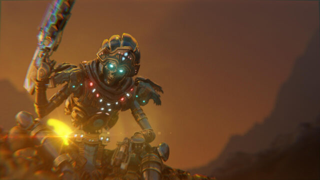Stunning Sci-Fi Robotic Skeleton Warrior Desert Landscape 4K PC Wallpaper