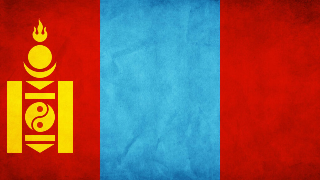 Mongolia National Flag Grunge Texture Design 4K Desktop Wallpaper