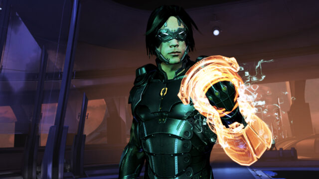 Futuristic Cyber Soldier with Glowing Energy Gauntlet 4K Wallpaper