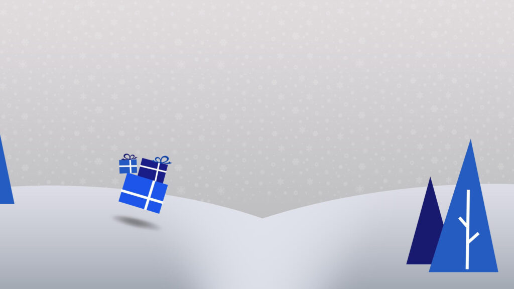 Minimalist Winter Holiday Scene with Blue Gift Boxes PC Wallpaper