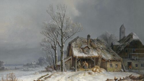 Winter Farmstead and Rustic Rural Village Life 4K Desktop Wallpaper