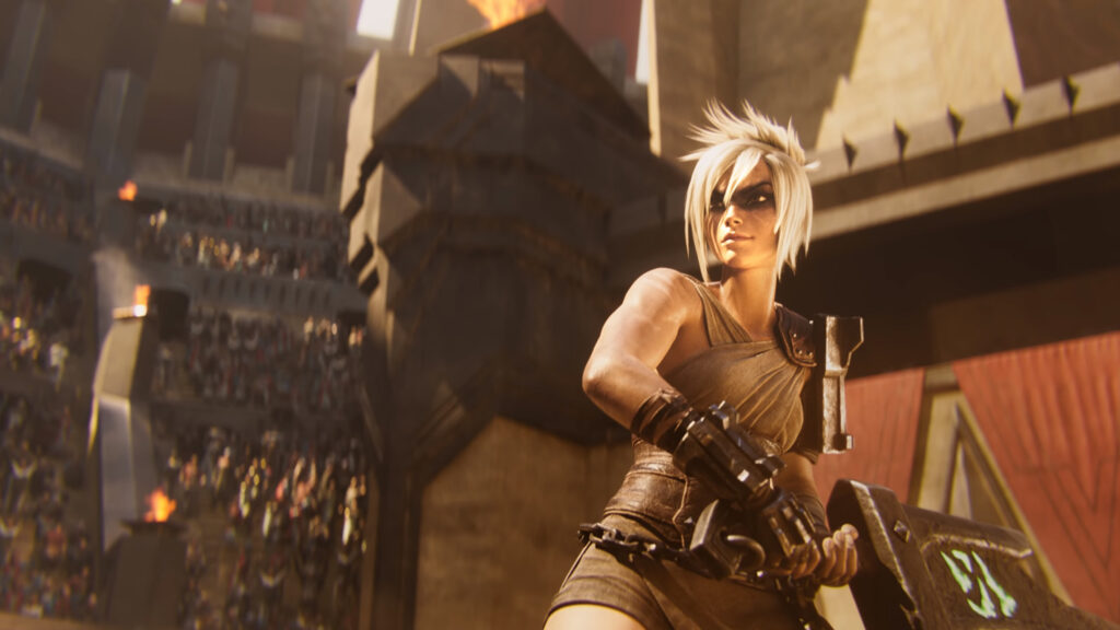 Riven from League of Legends Noxus Arena 4K Desktop Wallpaper