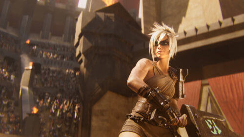 Riven from League of Legends Noxus Arena 4K Desktop Wallpaper