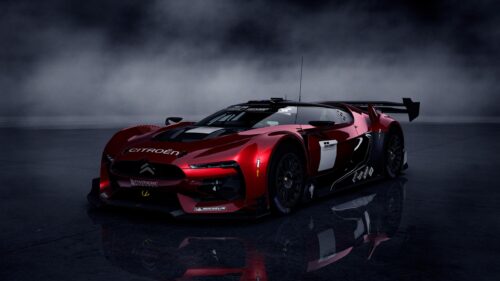 Red Citroen GT Race Car in Dark Studio Setting 4K Desktop Wallpaper