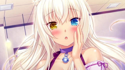 Nekopara Vanilla Blonde Cat Girl with Heterochromia 4K Desktop Wallpaper
