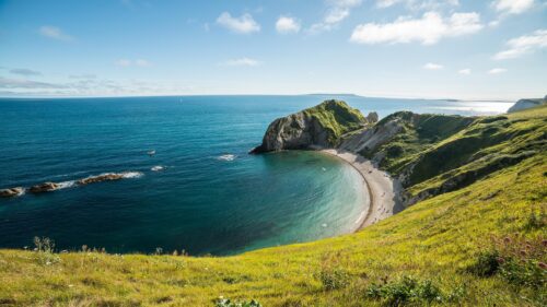 Stunning Man O War Bay Coastal View Dorset England 4K Desktop Wallpaper
