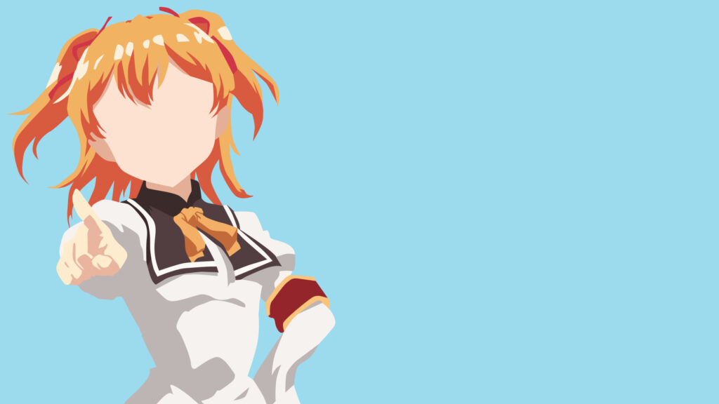 Minimalist Anime Girl Pointing Forward Artistic Vector Illustration PC Wallpaper