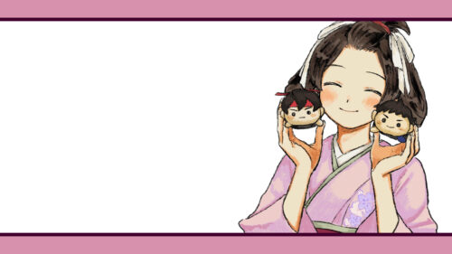 Anime Girl Holding Cute Chibi Plushies Soft Watercolor Art Desktop Wallpaper